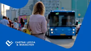 Woman in the street waiting for bus